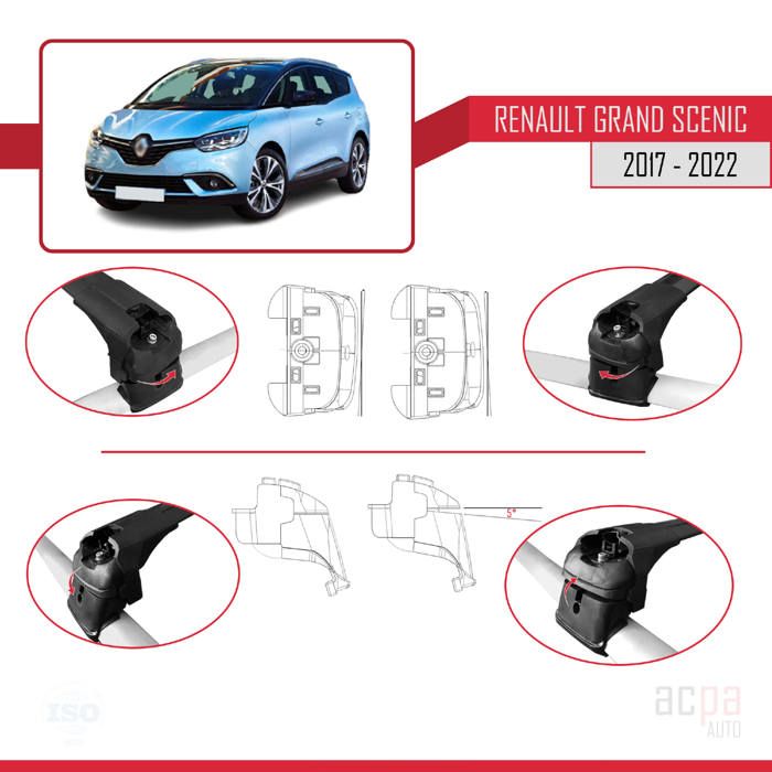 Barres De Toit Acier Pour Renault Grand Scenic 4 (à Partir De 2016) Sur Rails Intégrés - Neuf