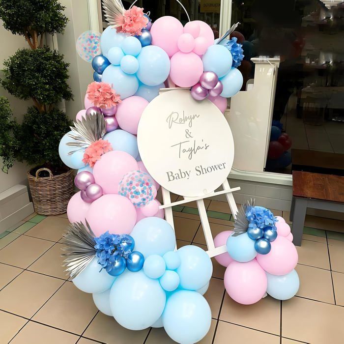 Ballons Anniversaire Rose Et Bleu - Lot De 62 Ballons Métallisés Et Confettis - Pour Gender Reveal, Baby Shower - 5