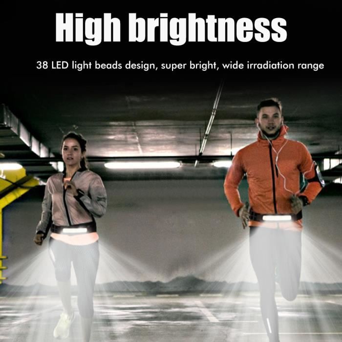 Ceinture de course LED Running sport lumineux réfléchissante USB