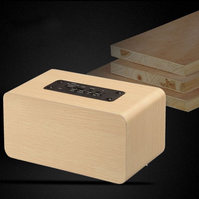 Enceinte Bluetooth 4.0 à triple haut-parleur, boîtier en bois