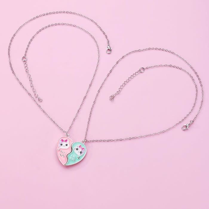Colliers D'amitié Capybara – Lot De 2, Pendentif Cœur Et Mains, Chaîne 45 Cm, Cadeau BFF Filles - 6