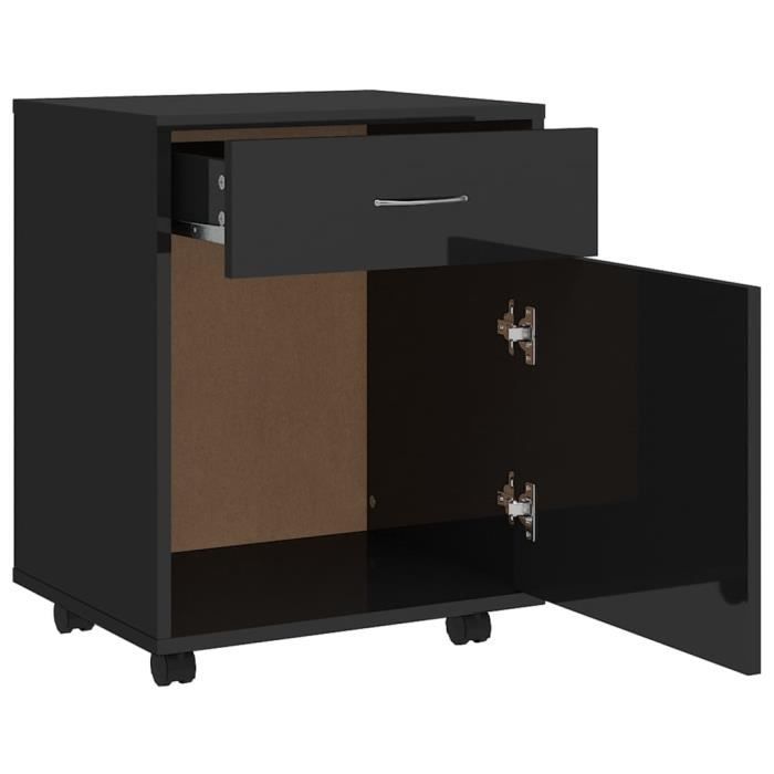 Armoire à Roulettes Noire – 45x38x54 Cm, Aggloméré, Rangement Pratique