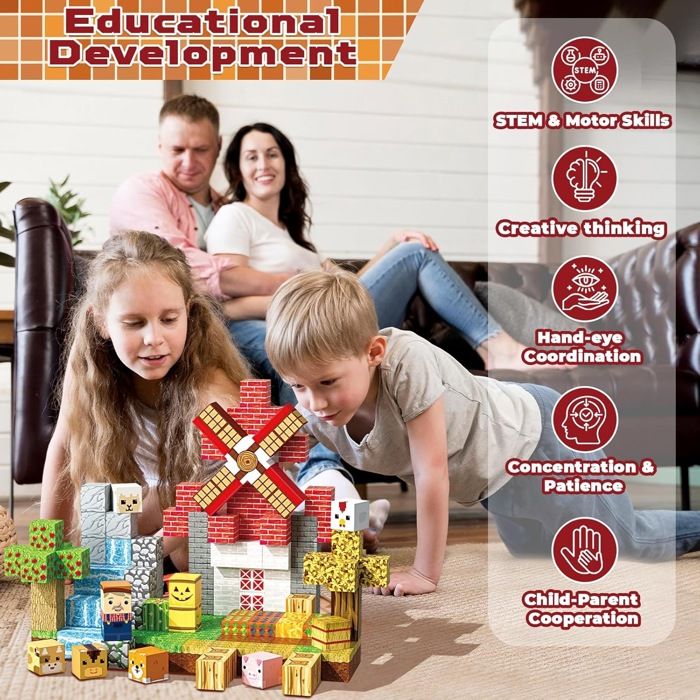 Coolzon – 154 Blocs De Construction Magnétiques – Cubes 0,8 Pouce – 18 Couleurs – Montessori – Dès 3 Ans