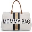 Sac à langer - CHILDHOME - Mommy Bag Large Blanc Cassé - Rayures dorées et noires - Toile-0
