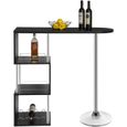 WOLTU 1 x Table de bar-bistrot en MDF et métal, Table de cuisine avec 3 tablettes et porte-bouteilles, 113x40x105cm Noir-0