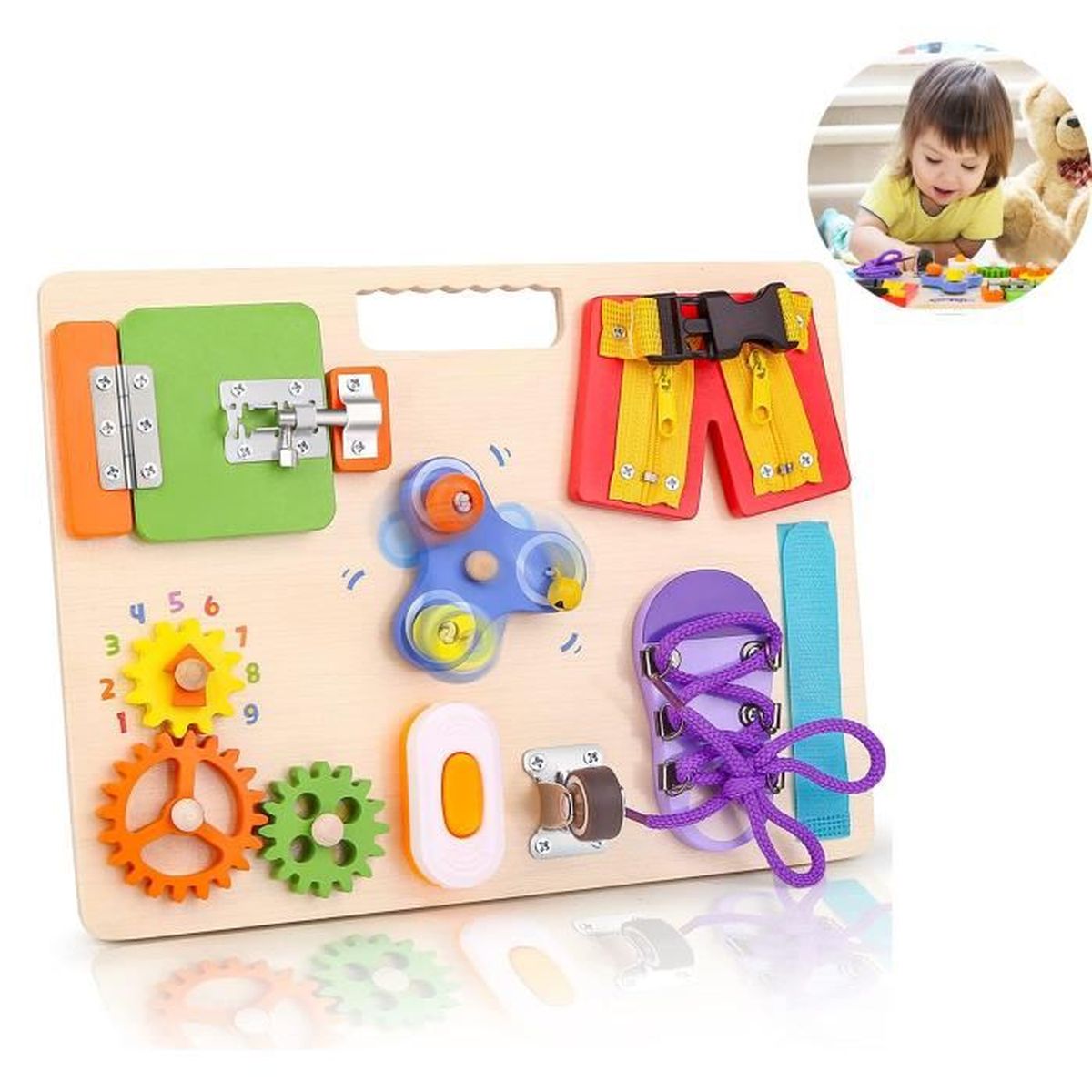 Tableau D'activités Montessori 35 En 1 – Busy Board Sensoriel Pour Enfant 1-3 Ans | Jouet Voyage Motricité Fine