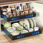 HOME FIT TRAINING Tiroir Coulissant Cuisine Extensible Telescopique Cuisine pour Placard de Cuisine Adhesif Tiroir Télescopique Panier de Rangement