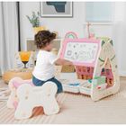 DREAMADE Tableau Enfant 3 en 1, Table Effaçable à Sec avec Chaise, Biliothèque Hauteur Réglable, 2 Boîtes de Rangement, 1-5Ans Rose