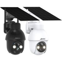 ANRAN 2 pièces Caméra Surveillance 2K HD 3MP Panneau Solaire Extérieur sans Fil Détection PIR Compatible Alexa et Google Home