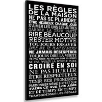 Les règles de la maison 1, Tableau Deco, Tableau cuisine, fabrication française , 50x80 cm
