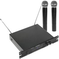 BeMatik Microphones portatifs sans fil 2 unités compatibles avec rack 10 "VHF 200 - 280 MHz