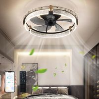 Ventilateur de plafond avec APP & télécommande,ventilateur encastré dimmable 3 couleur,Ventilateur LED 6 vitesses pour chambre