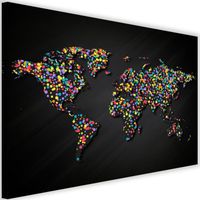 Tableau sur toile Photo Image Canevas  Carte du monde Taches colorées  60x40
