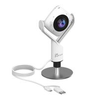 j5create JVCU360 Webcam à 360 °, Résolution de capture vidéo 1080p, Blanc et Noir