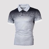 Impression 3D dégradée Poloshirt Homme Manche Courte Golf Casual Lapel Slim Fit Casual Polo Mode Blouse Tops