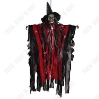 TD® Fantôme suspendu pour Halloween 30*70cm Accessoires d'horreur Émission de lumière activée par le son Convient pour Halloween