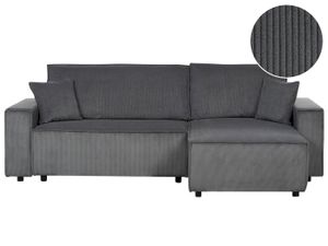 CANAPE CONVERTIBLE Canapé-lit d'angle à gauche en velours côtelé gris