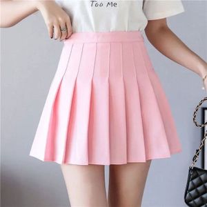 JUPE Mini jupe plissée taille haute pour filles,uniforme scolaire de tennis,doublure short- Pink[C96051]