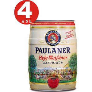 BIERE 4 x fut de bière Paulaner Hefe-Weissbier Naturtrüb