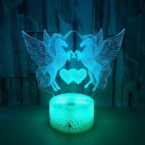 LAMPE DECORATIVE 3D Licorne Lampe Dimmable Tactile avec Télécommand