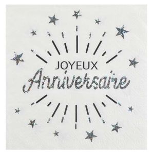 Serviettes En Papier Joyeux Anniversaire Cdiscount