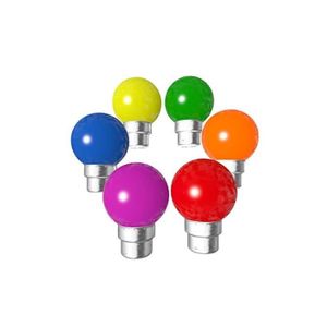 AMPOULE - LED Lot de 6 ampoules bleues rouges vertes jaunes orange B22 Incassables