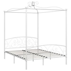 STRUCTURE DE LIT Cadre de lit à baldaquin Blanc FYDUN - 180 x 200 cm - Métal + contreplaqué - Design exquis