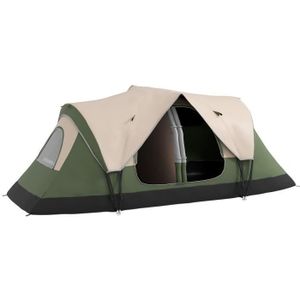 TENTE DE CAMPING Tente de camping familiale 6-8 pers. double toit étanche 2 000 mm moustiquaire sac de tranport vert
