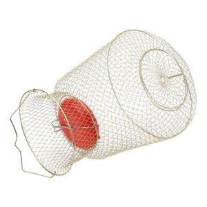 FILET DE PÊCHE AZ09602-cage de pêche Cage de filet de pêche de panier de crevettes de poisson rond portable pliable en acier inoxydable avec bol