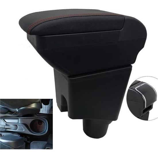 Boîte à Accoudoir Centrale Pour Mazda 2 - Rangement Supplémentaire Avec Option USB, Cuir PU | Accessoire Auto Intérieur