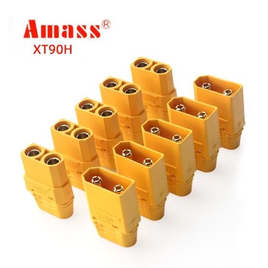 LINSYRC Lot De 10 Paires Connecteurs Amass MR60 Mâle/Femelle – 3,5 Mm – 30A/60A – Laiton Doré – Pour Moteur ESC – Modélisme RC