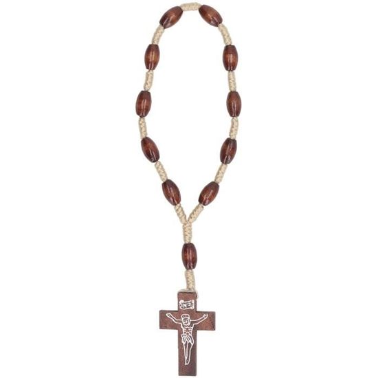 Ancien chapelet superbe sautoir médaille croix argenté perles marron Ancien chapelet superbe sautoir médaille croix argenté perles marron