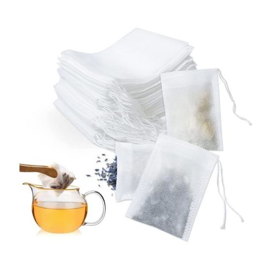 Filtre à thé en papier fin avec cordon de serrage compostable x 50