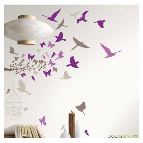 Sticker mural oiseaux FIDJI Cdiscount Maison