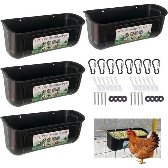 Lot De 2 Mangeoires à Suspendre Pour Poules Et Volailles – Grande Capacité, Plastique Robuste, Facile à Nettoyer – Pour Poulailler Ou Ferme