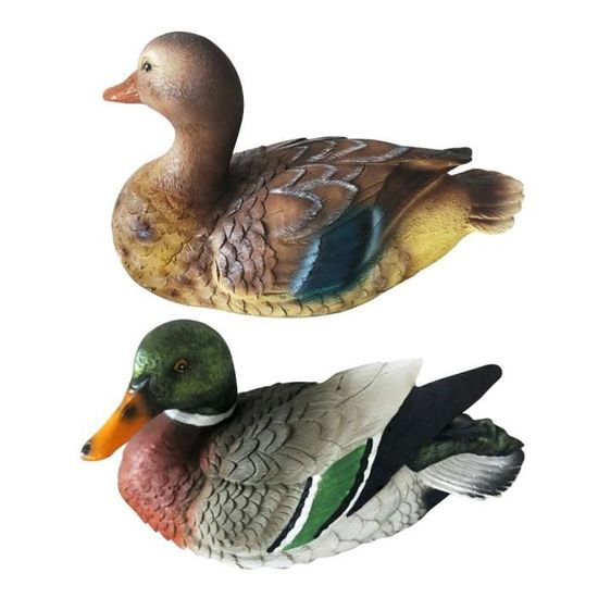 Grande Statue Canard Blanc – Polyrésine – Bec Ouvert – Hauteur 48 Cm – NEUF