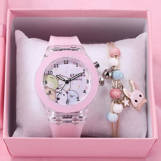 SHARPHY Coffret montre enfant fille + bracelet lapin - flash coloré quartz  mignonne rose cadeaux de Noël pour les enfants rose, - Achat/vente montre  Fille Enfant Rose Résine - Cdiscount