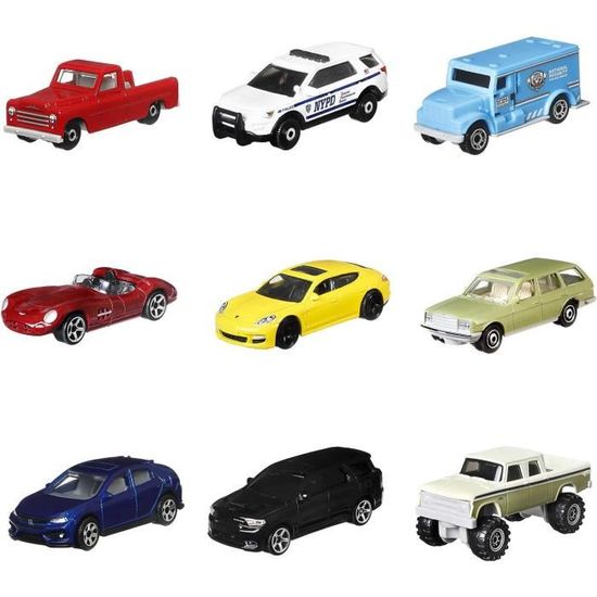 Coffret de 9 petites voitures Matchbox - Modèle aléatoire - Dès 3