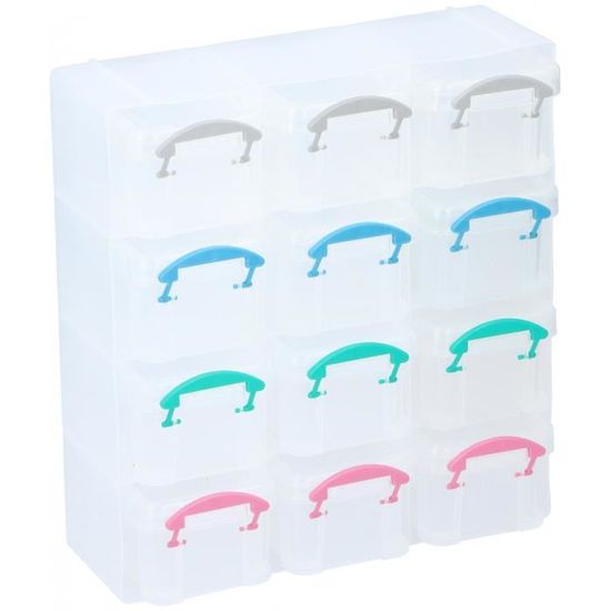 TOM boîte de rangement en polypropylène transparent 12 compartiments