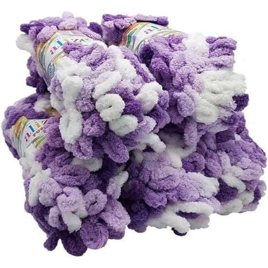 Lot De 5 Pelotes De Laine Violette - 100g Chacune, Acrylique/coton, Pour Tricot/crochet