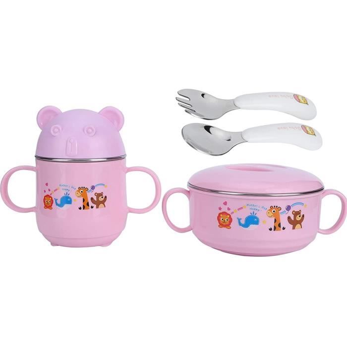 Rose Exing 1 set de vaisselle de bébé Dessin animé pour enfant Cuillère Fourchette Couverts en acier inoxydable Rose Exing 1 set de vaisselle de bébé Dessin animé pour enfant Cuillère Fourchette Couverts en acier inoxydable