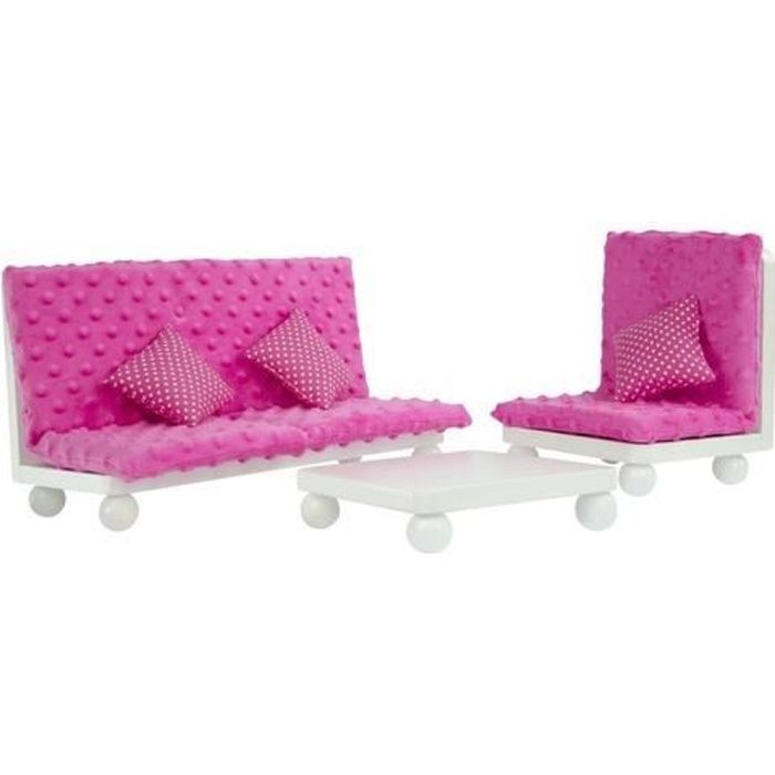 Salon avec canapé fauteuil et table base pour poupée ou poupon jouet Olivias Little World TD-11930A/B