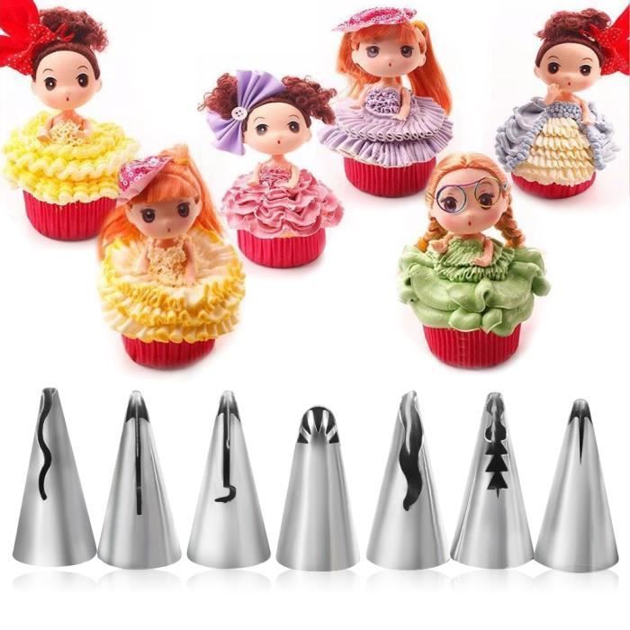 Douilles Pâtisserie Inox 7 PCS Set Pâtisserie Poches à Douille