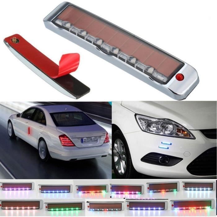 2 pièces sans fil voiture solaire LED étanche pratique économie d'énergie stroboscopique lumières
