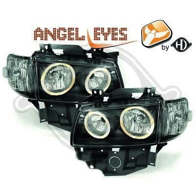 2271380 , Paire de Feux Phares Angel eyes noir pour VW T4 Caravelle , Multivan de 1996 a 2003