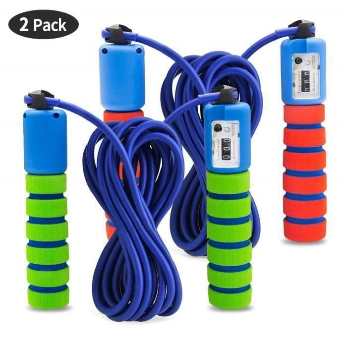 2 Pack Corde à Sauter Speed Rope Compteur intégré Réglable Câble pour Crossfit, Fitness, Boxe, Gym, MMA, Adulte My14670 Ma77717