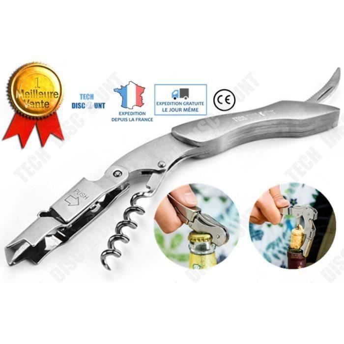 TD Tire bouchon Ouvre-bouteille de vin couteau multifonction acier inoxydable limonadier en bois massif cuisine décapsuleur m A50985