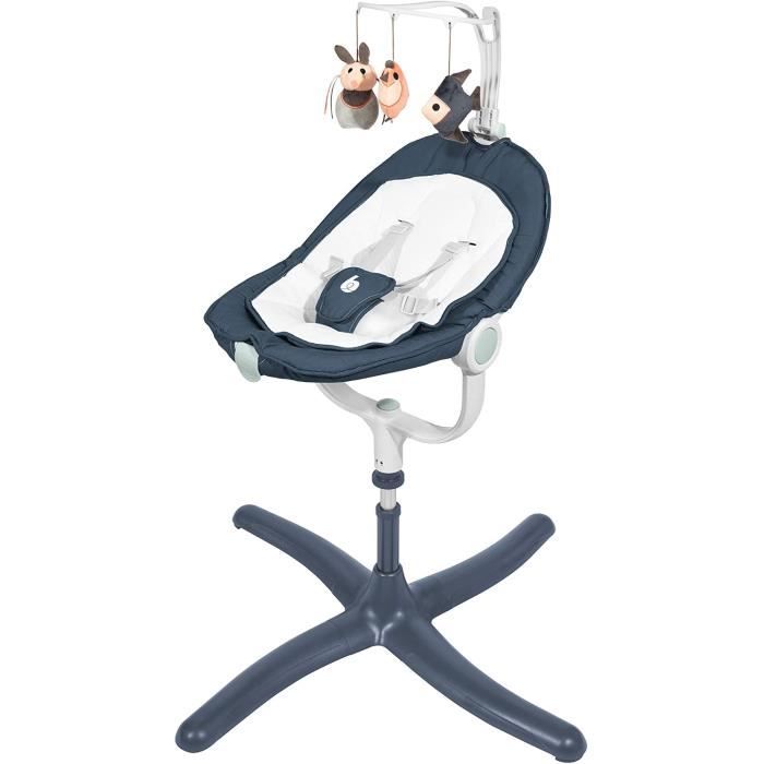 Babymoov Swoon Air - Transat Réglable en Hauteur sur 5 Positions, Dossier et Assise Ajustables sur 5 Positions, Rotation de l'Assise