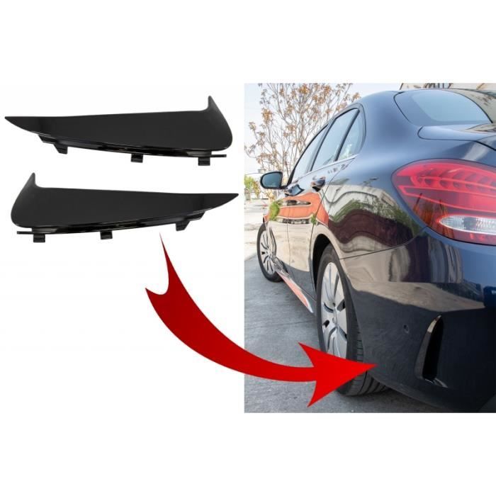 Pare-chocs Flaps Côté Fins pour Mercedes C W205 14-18 Look Noir Brillant