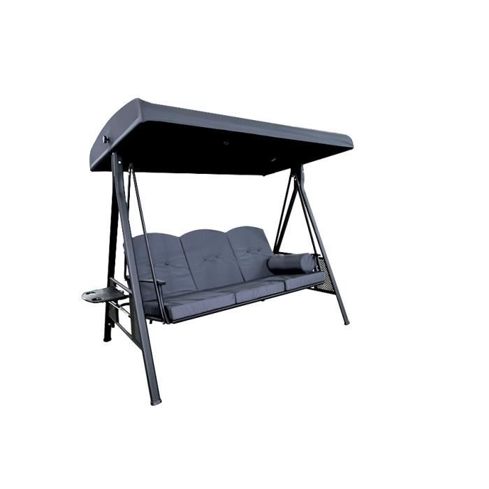 Balancelle - 3-places - construction extra solide - Gris - SORARA